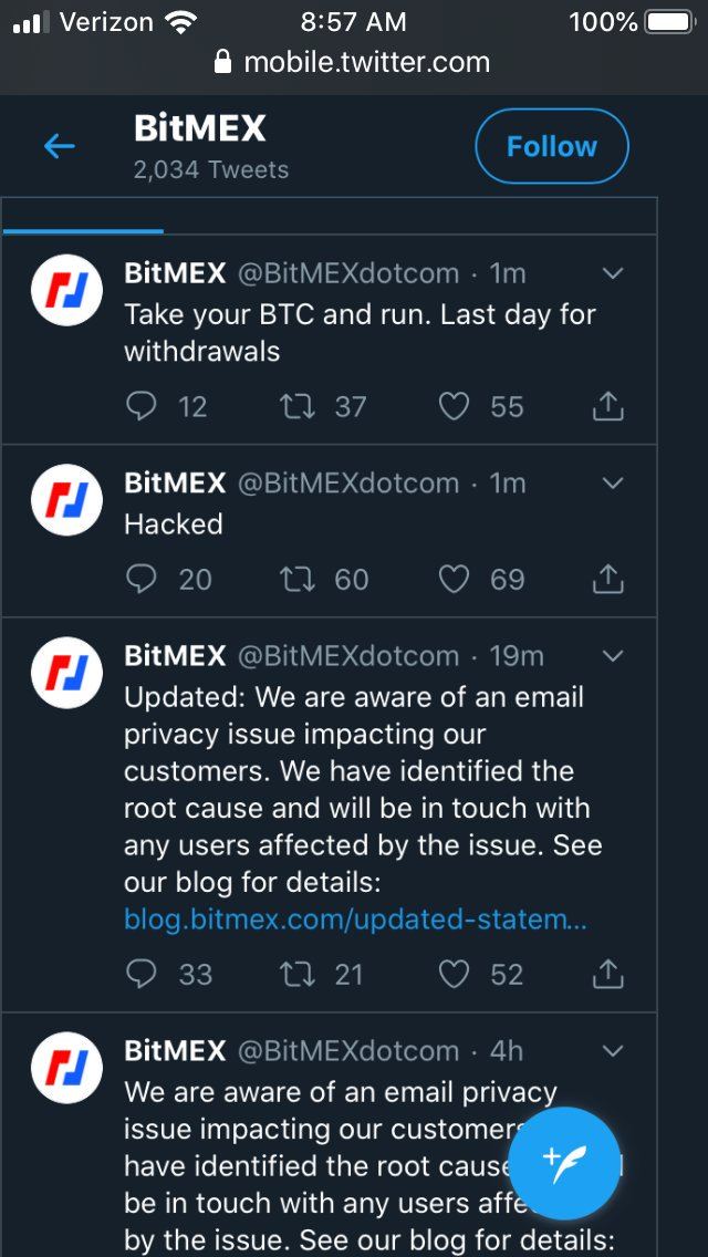 bitmex, hacker, převzal, twitter