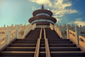 Peking, Čína, digitální, juan, cbdc, centrální, banka, chrám, obloha, schody