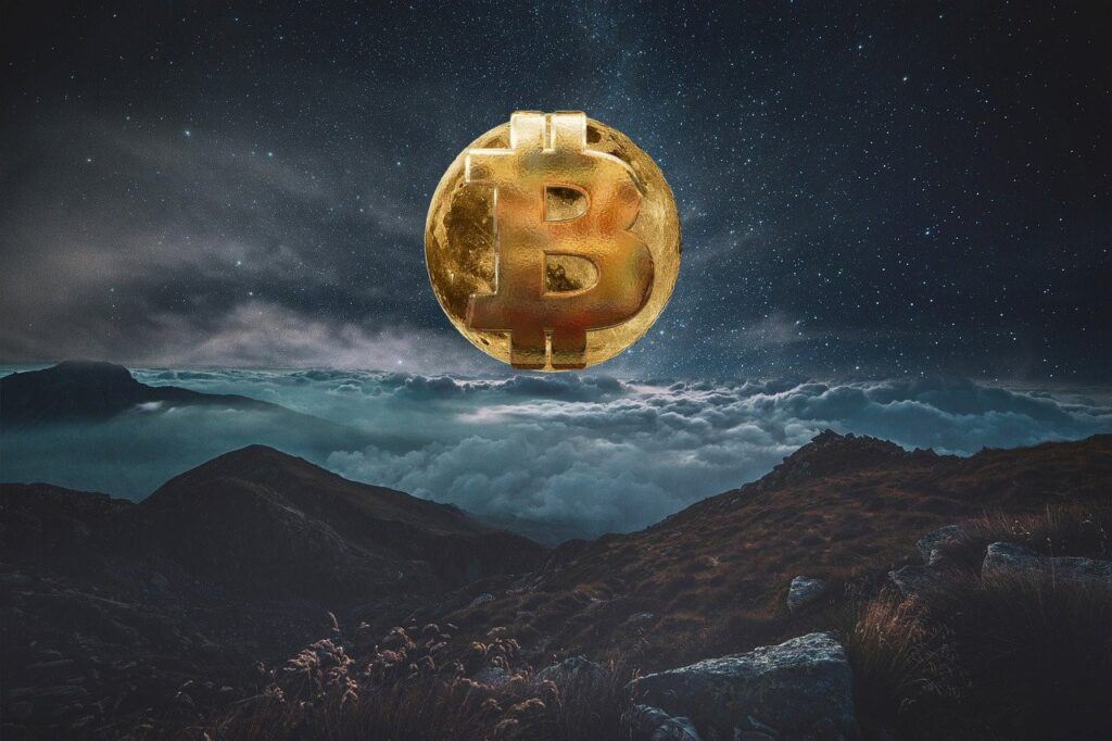 Bitcoin, měsíc, moon, btc