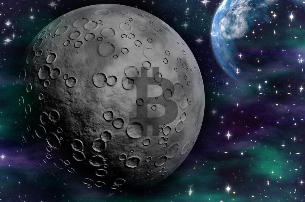 btc, bitcoin, ath, moon, měsíc, space, vesmír, to the moon, výplachu, ath,