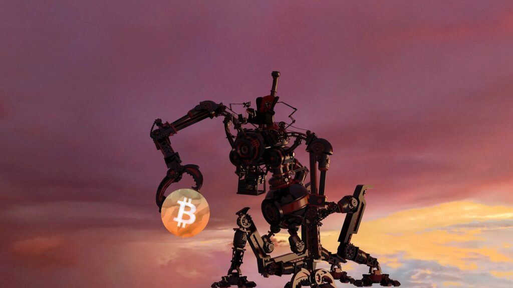 Bitcoin, robot, btc, scifi, sci-fi, bot, futuristický, vesmír, pantera, robo