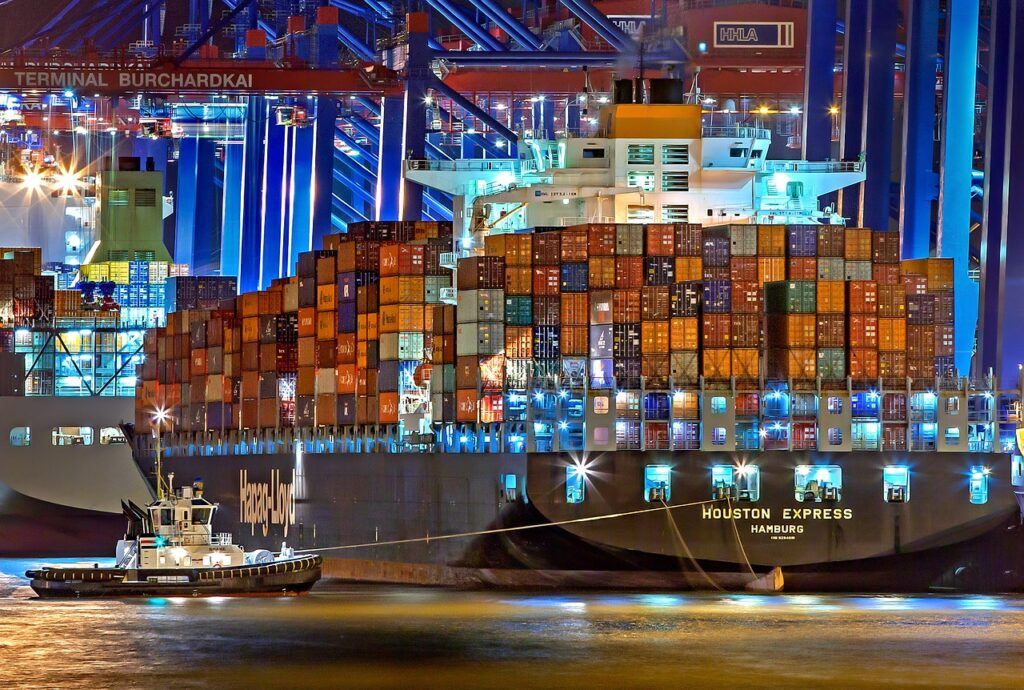 doprava, přístav, dodávky, kontejnery, přeprava, přístav, Hamburg, loď
