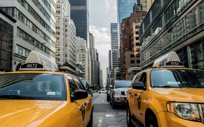 NYC, New York, město, taxi