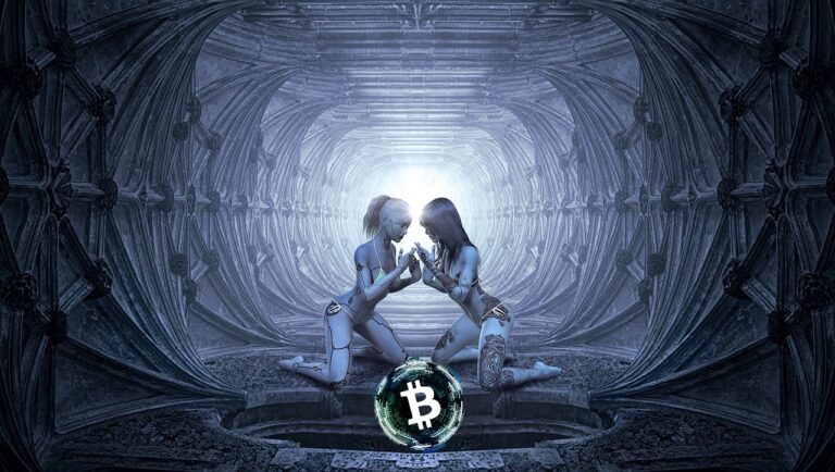 fantasy, bitcoin, temný, dark, futuristický, tunel, btc