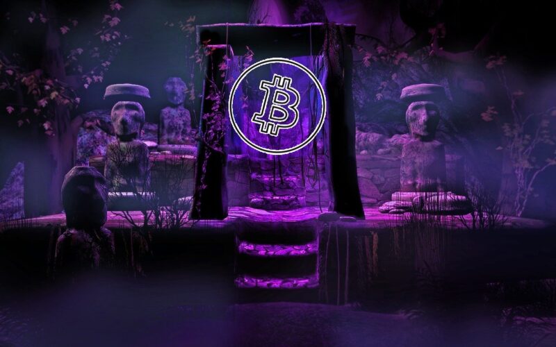 mystický, fantasy, bitcoin, fialový