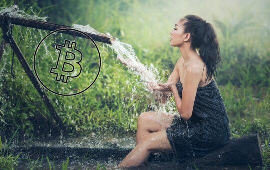 žena, voda, bitcoin, přírodní