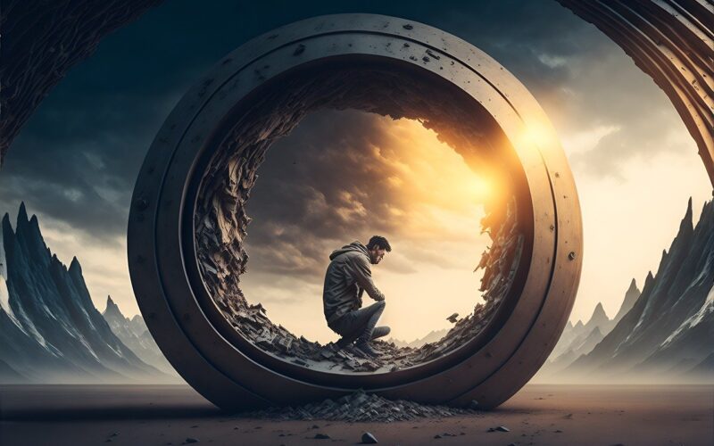 brána, kruh, zhroucení, ai, ui, oko, sektor, kovový