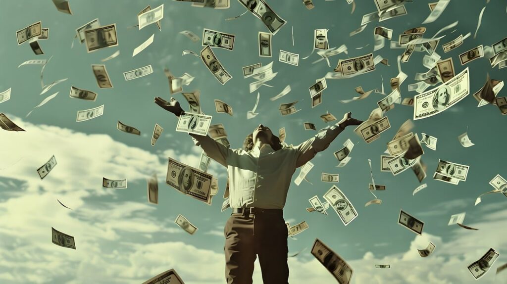 peníze, money, bohatství, zisk, růst, pohádkový, výdělek, neobyčejný,