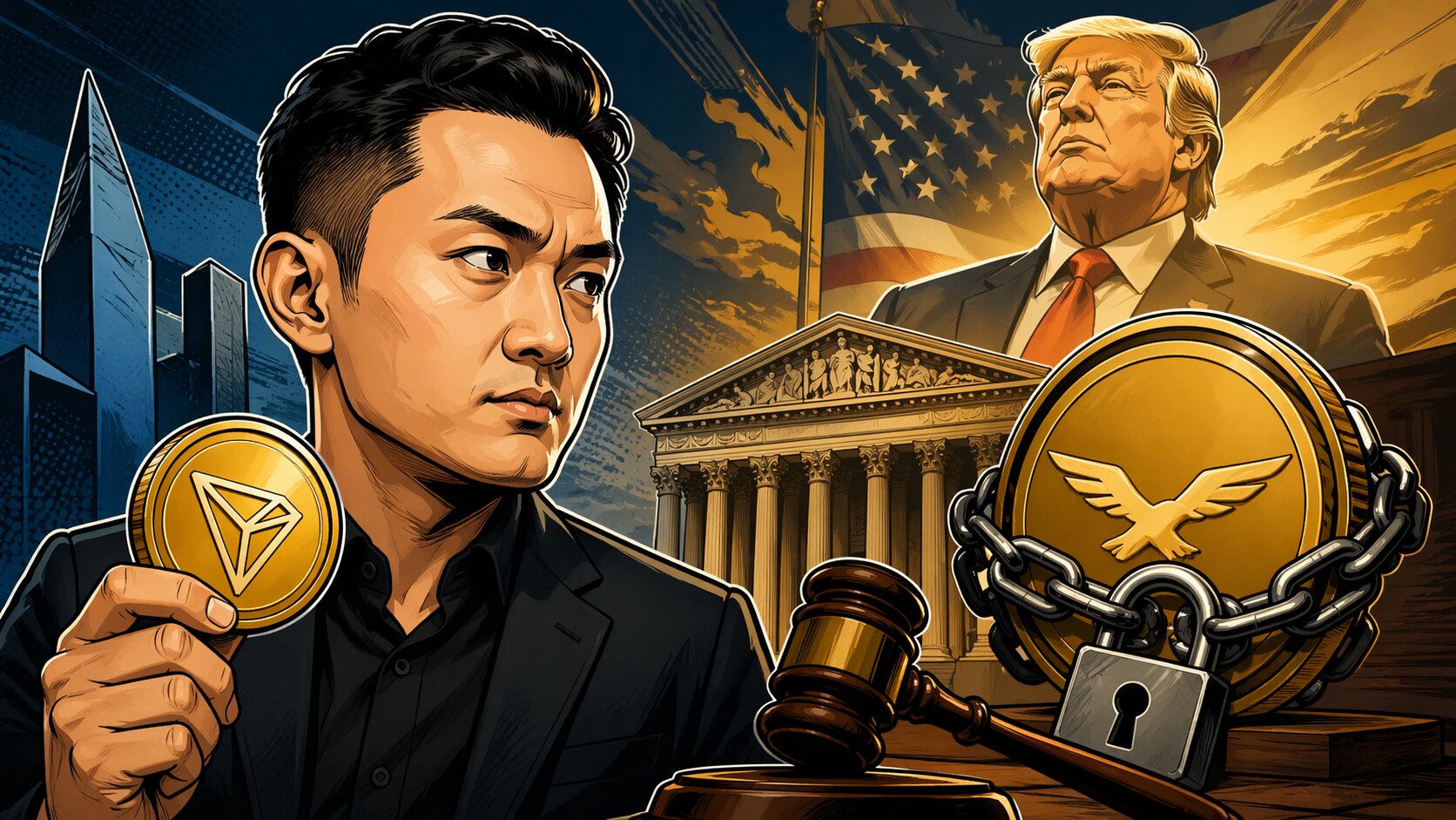 Justin Sun žaluje Trumpův krypto projekt kvůli zmrazeným tokenům