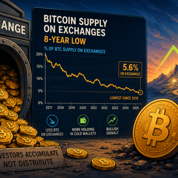 Bullish signál pro Bitcoin? Burzovní rezervy klesly na úroveň z roku 2018