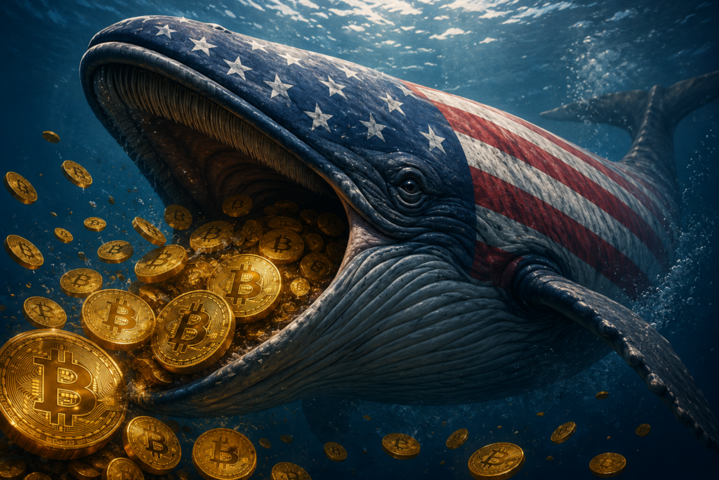 Velryba jménem americká vláda. Přesun BTC za 250 milionů dolarů sleduje celý kryptotrh